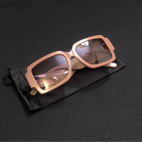 MARC JACOBS The Bold Logo Square Sunglasses — Nude Brown w/ Brown Gradient Lens - Picture 1 of 12